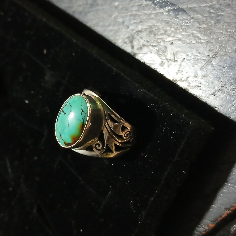 💍 Navajo Sterling Silver Turquoise Ring Size 7 Boho Southwest Chic - Picture 6 of 6